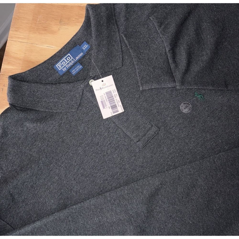 Polo‎ Ralph Lauren Interlock Polo Shirt Mens XXL 2XL Long Sleeve Charcoal New